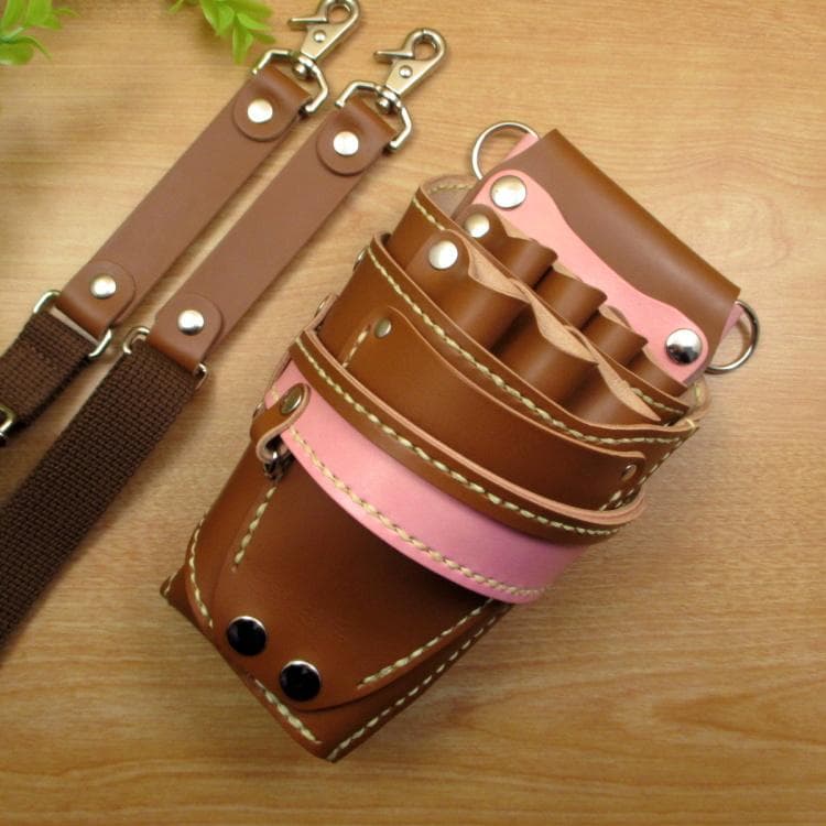 【トリマー向き】 ７丁　キャメル＆ピンク　シザーケース　TSC-10/CCB