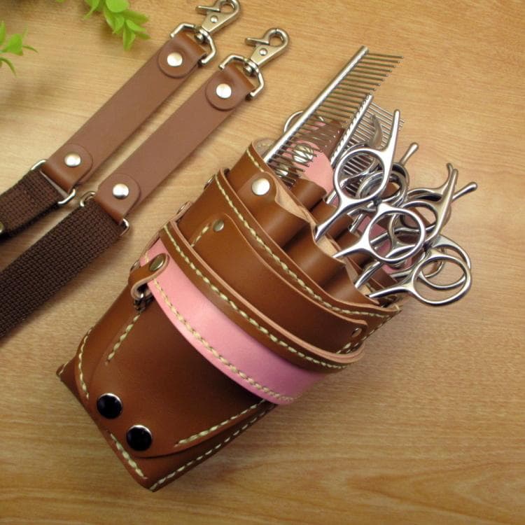 【トリマー向き】 ７丁　キャメル＆ピンク　シザーケース　TSC-10/CCB