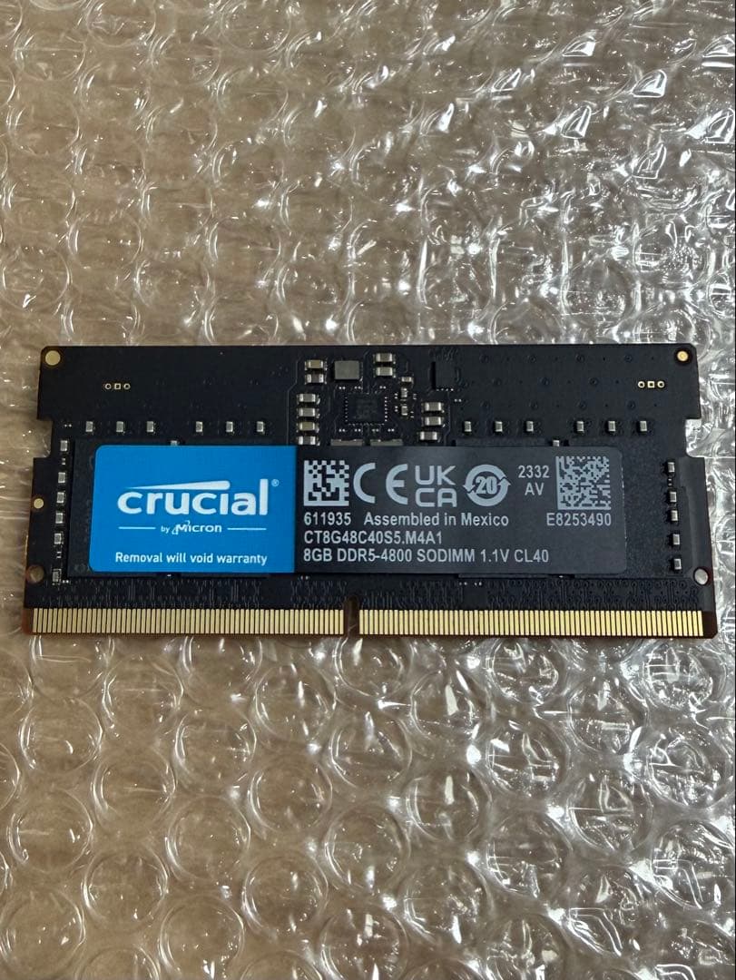 Crucial ノートPC用増設メモリ 8GB(1枚)DDR5 4800MT/s