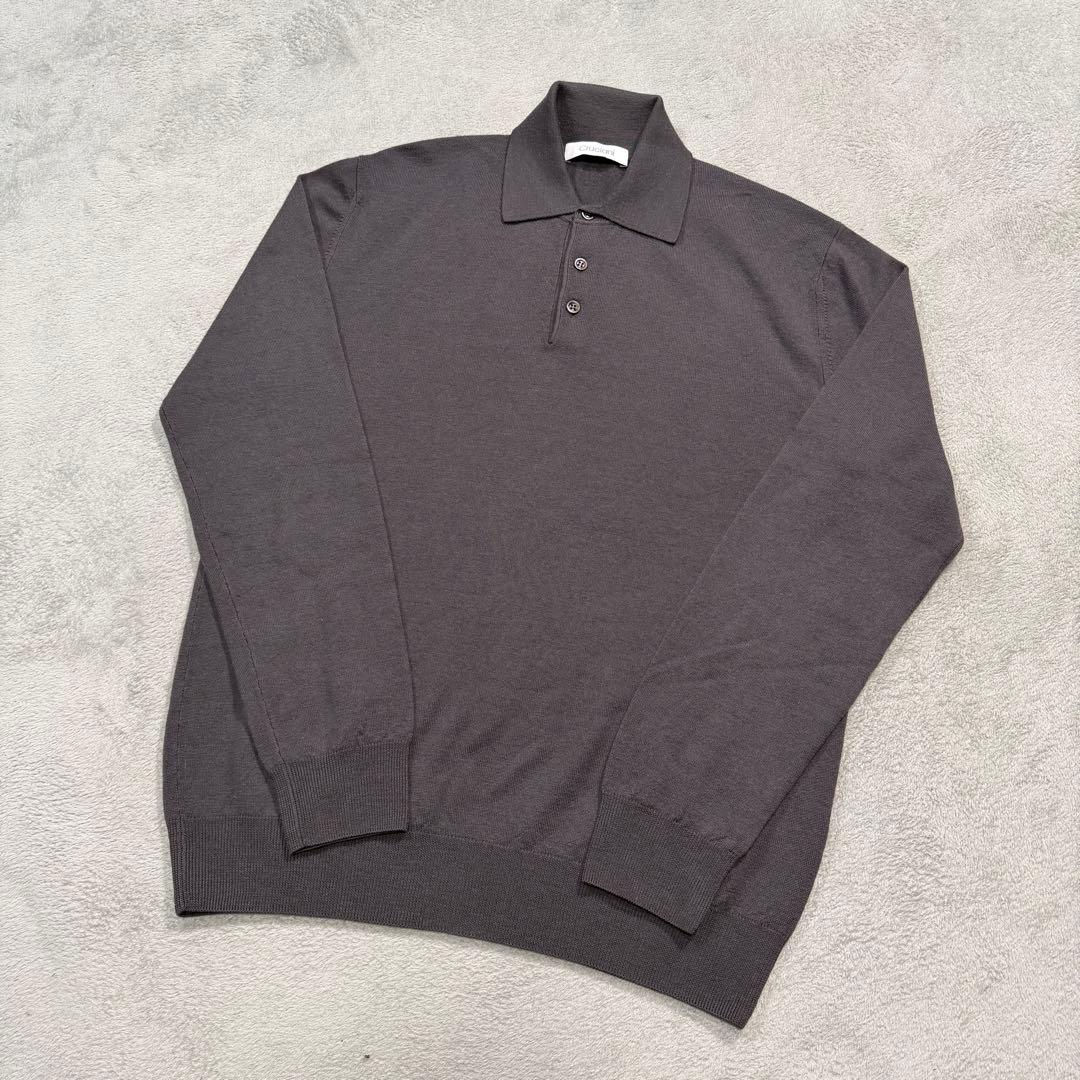 クルチアーニ　長袖　ニットポロシャツ　グレー　50サイズ ウール