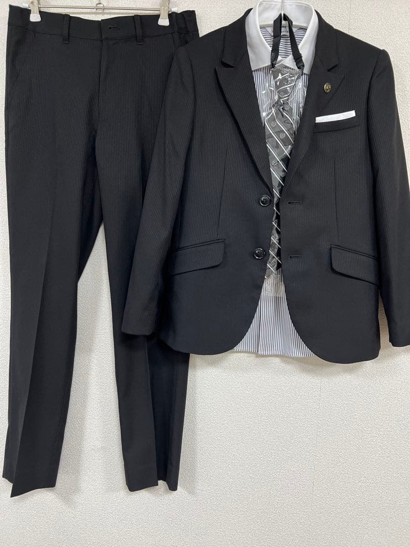 150男の子フォーマルセットワルツビームス黒ストライプロングパンツ