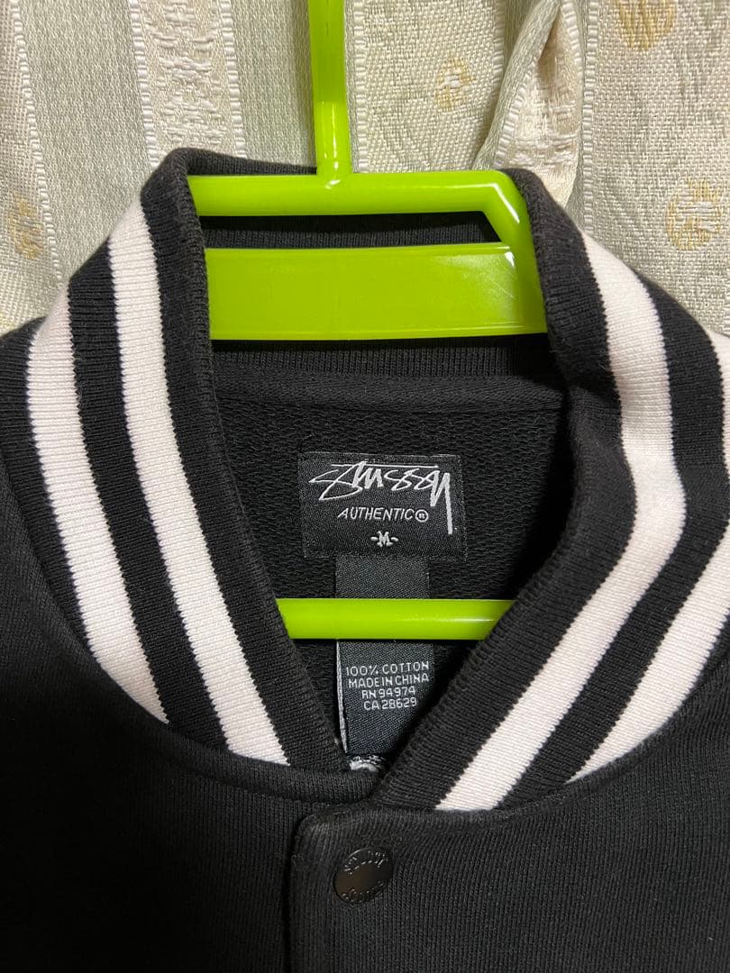 ステューシー　スウェット　スタジャン【M】刺繍ロゴ　シャネルロゴ　STUSSY