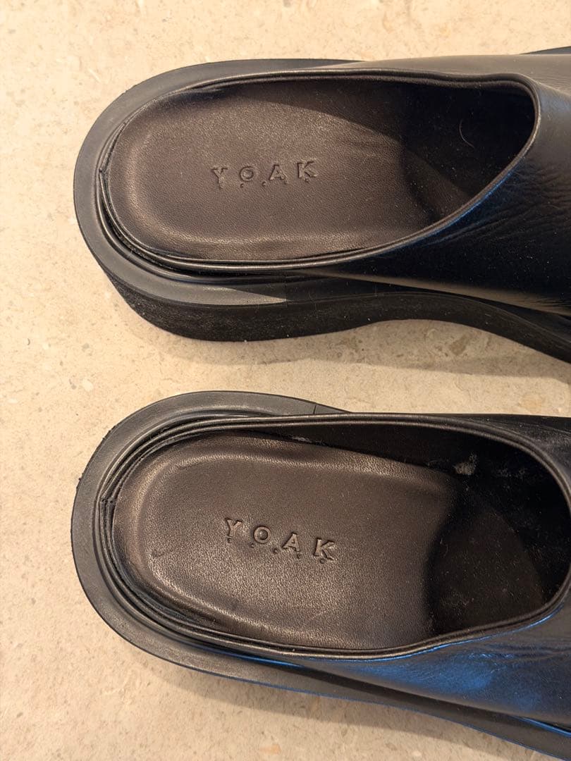 YOAK JANE 41 ブラック レザー スリッポンサンダル サボ