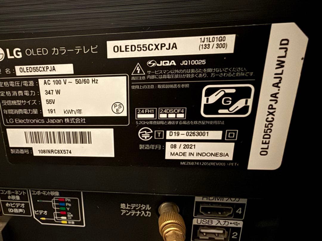 LG OLED55CXPJA 55インチ有機ELテレビ