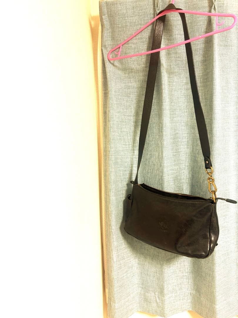 IL BISONTE 黒 レザー ショルダーバッグ