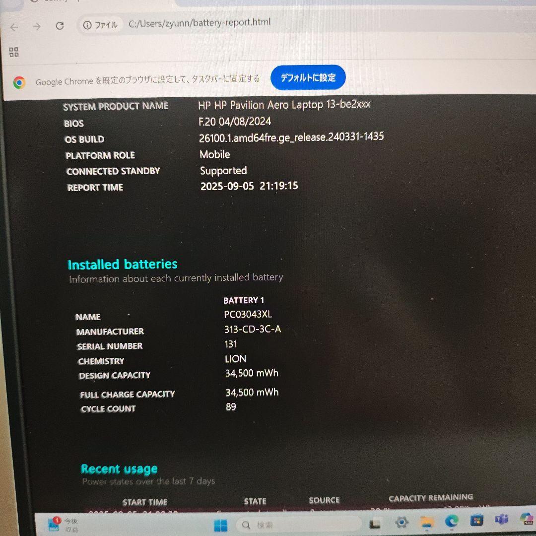 Windowsノート本体 HP Pavilion Aero 13-be2008AU