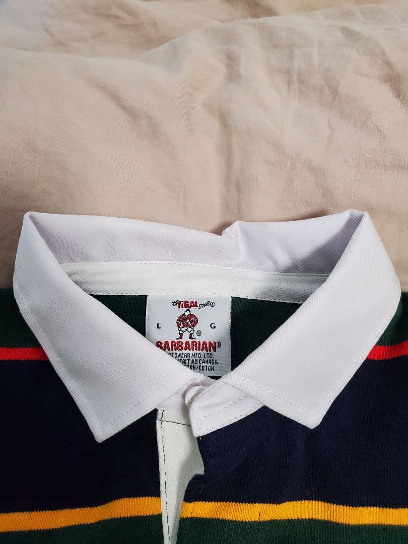 BARBARIAN ラガーシャツ Lサイズ ストライプ