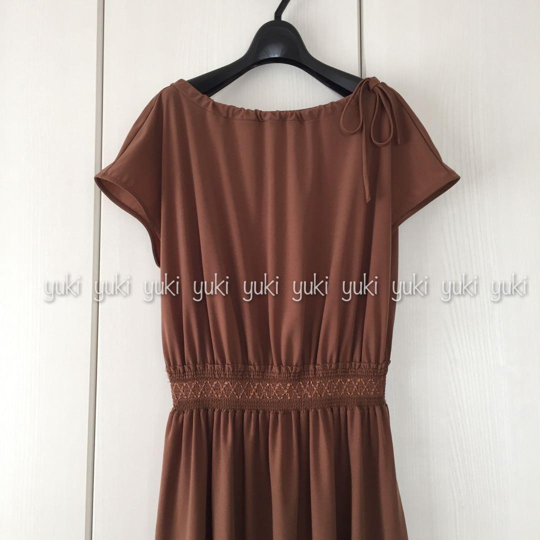 ANAYI ポリエステルギャザーワンピース 36 ブラウン