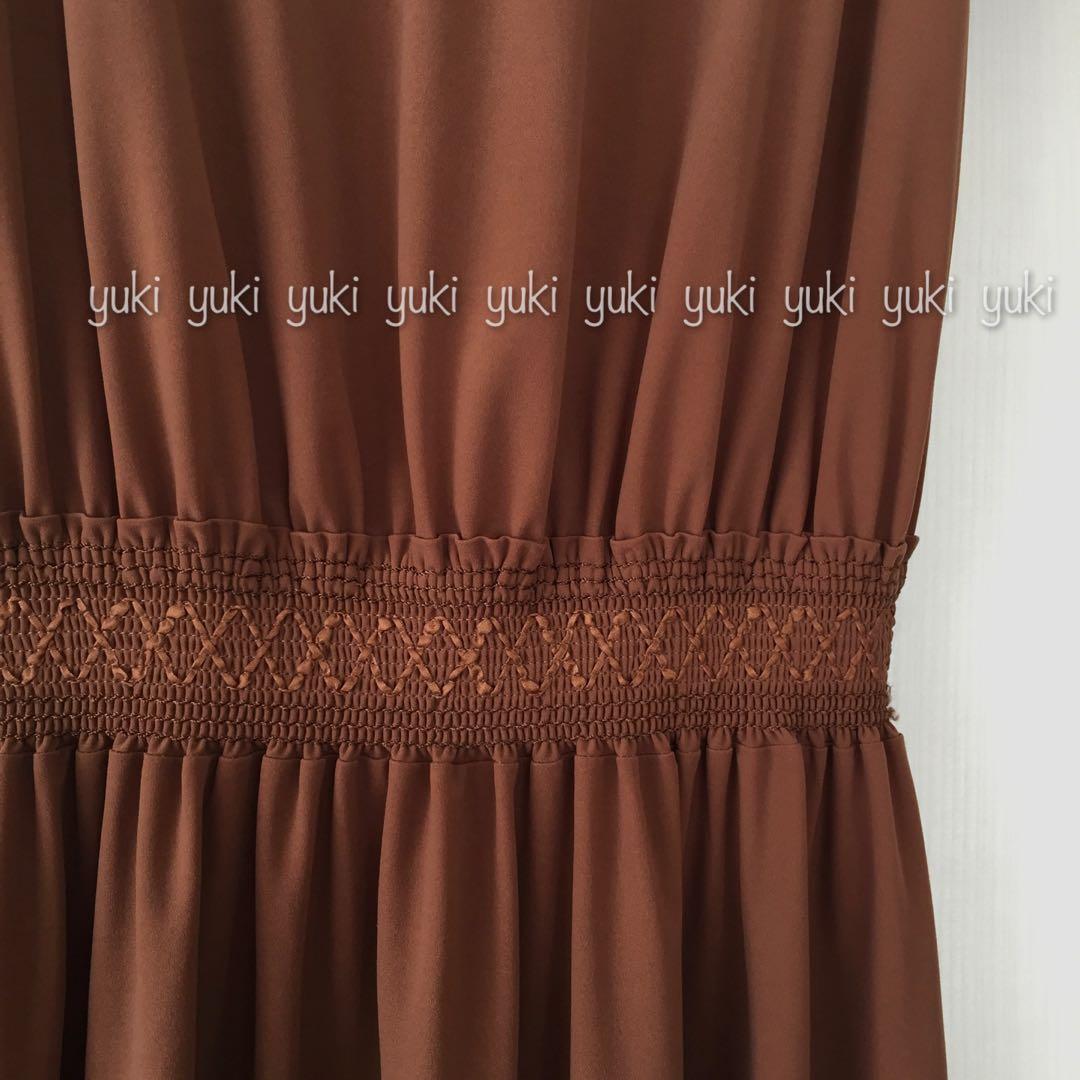 ANAYI ポリエステルギャザーワンピース 36 ブラウン