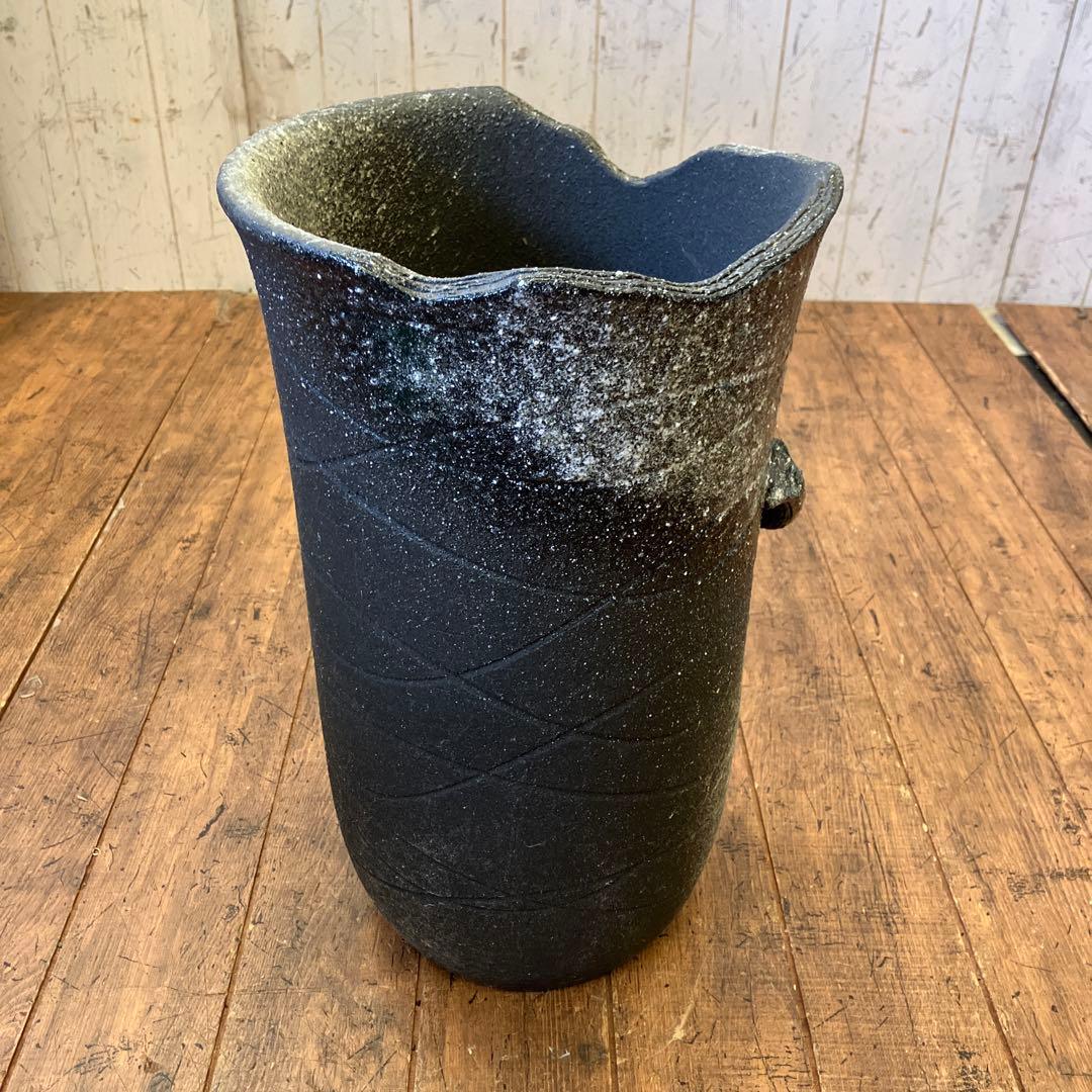 昭和レトロ 信楽焼 陶器製 木のりフクロウ 梟 装飾 傘立て アンブレラスタンド