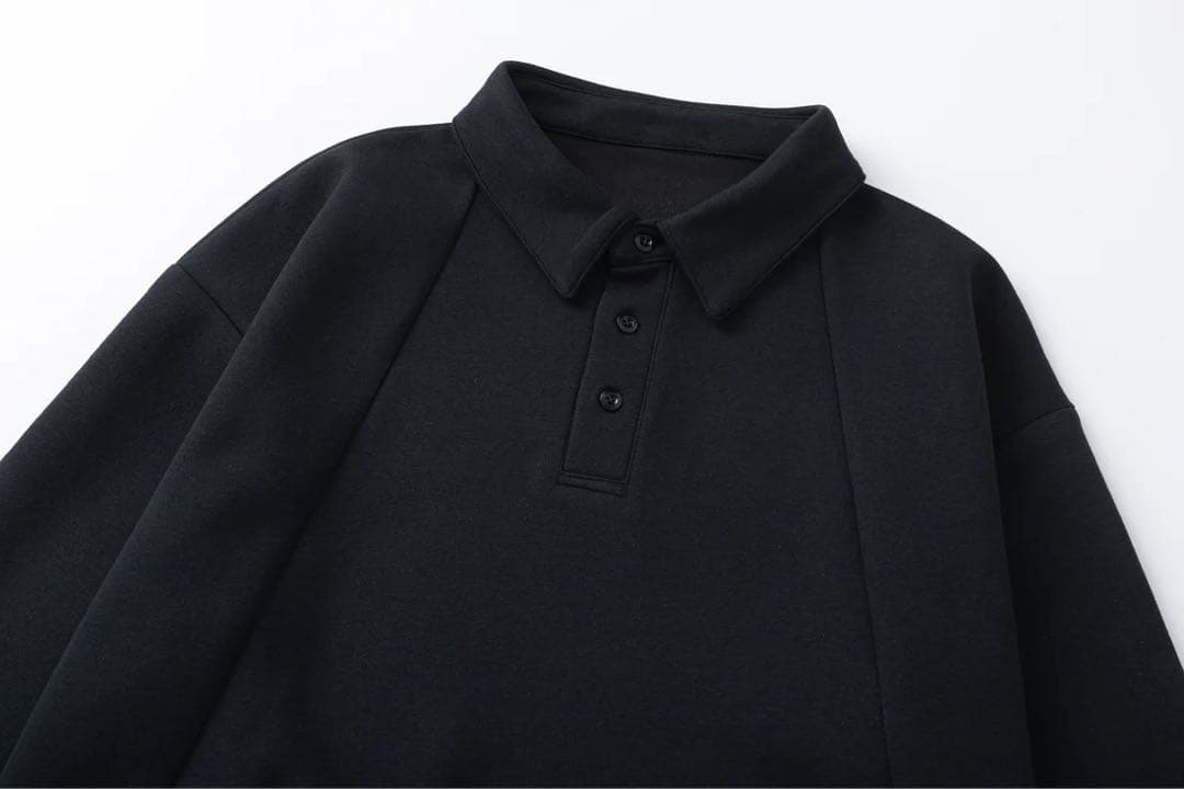 BTMK SWEAT POLO（黒長袖スウェットポロ）