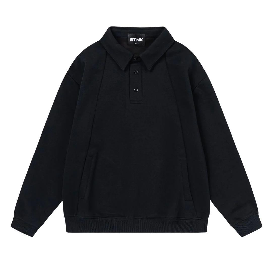 BTMK SWEAT POLO（黒長袖スウェットポロ）