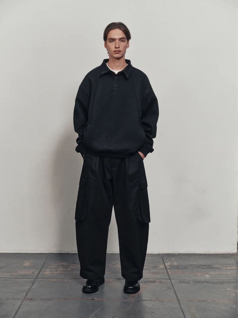 BTMK SWEAT POLO（黒長袖スウェットポロ）