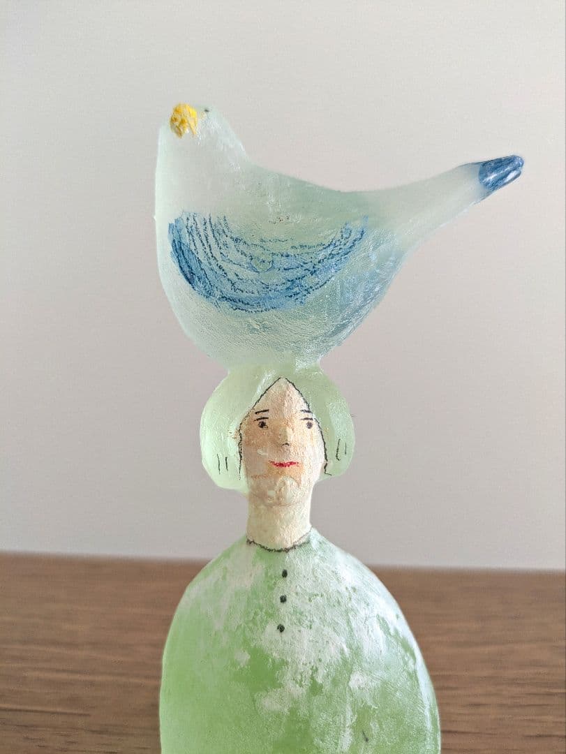 安達知江　ハンドメイド ガラスオブジェ girl　ガール　大