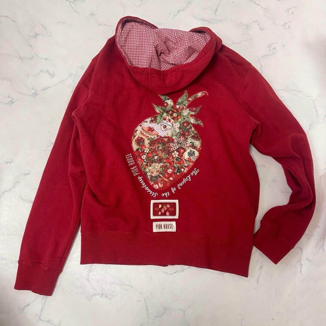 ピンクハウスいちご＆チェリーミーティングアップリケパーカー　赤