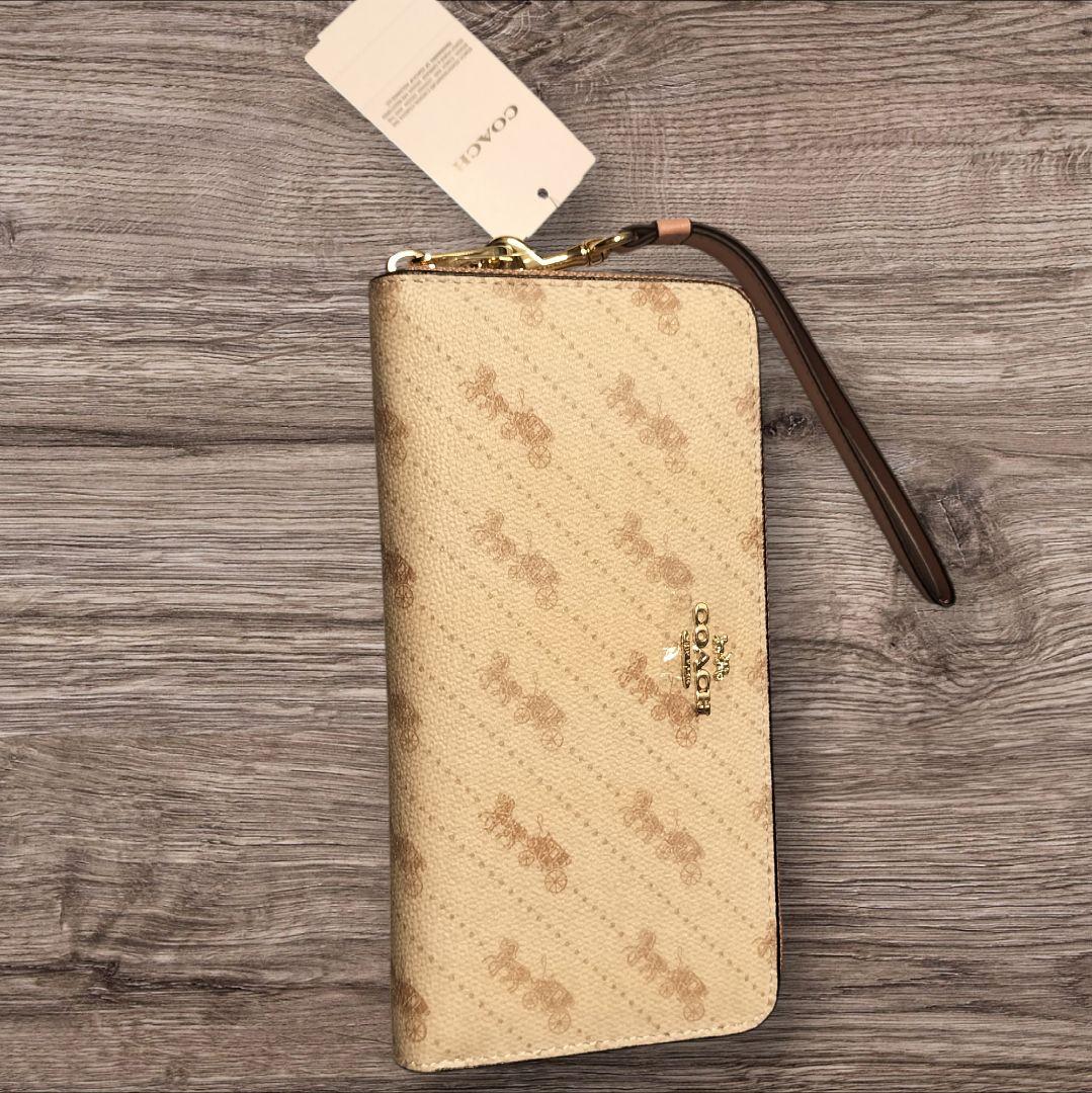 新品未使用 COACH 馬車総柄 L字ファスナー長財布 箱付