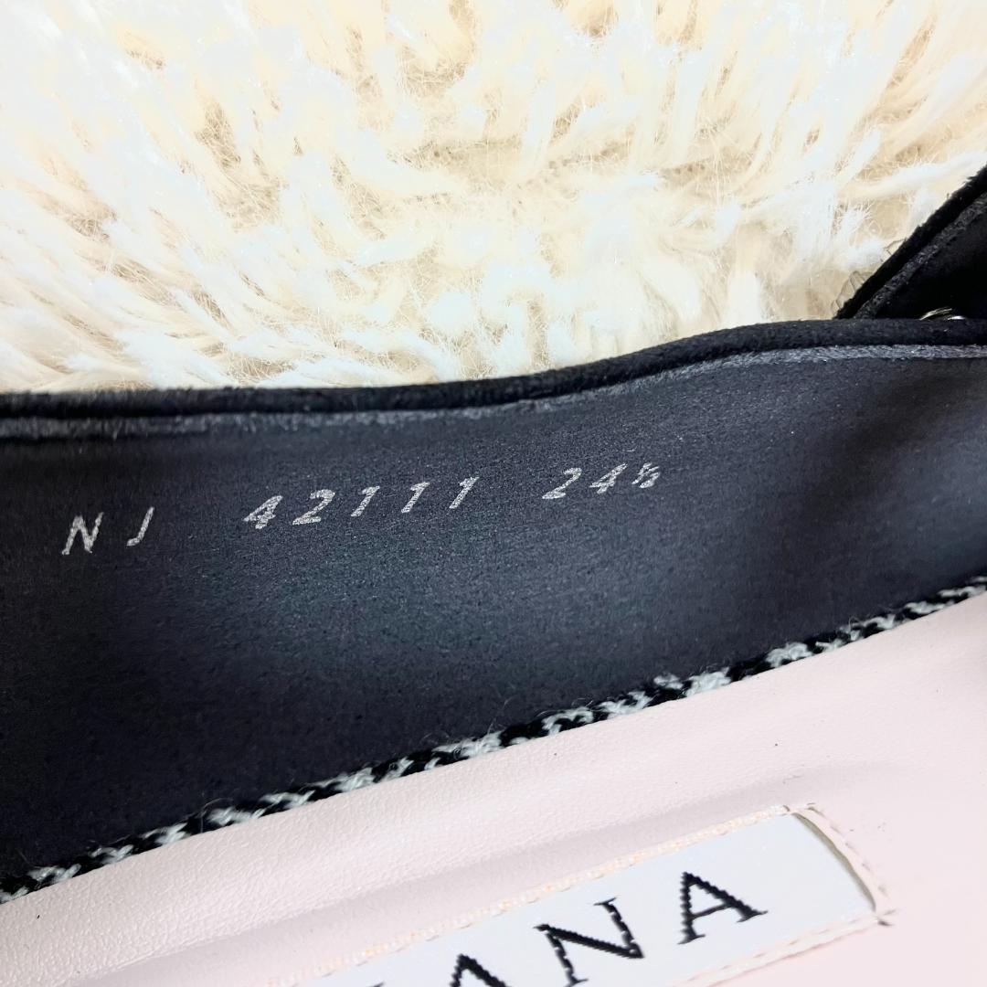 極美品✨ DIANA ダイアナ フラットパンプス ストラップ ビジュー 黒