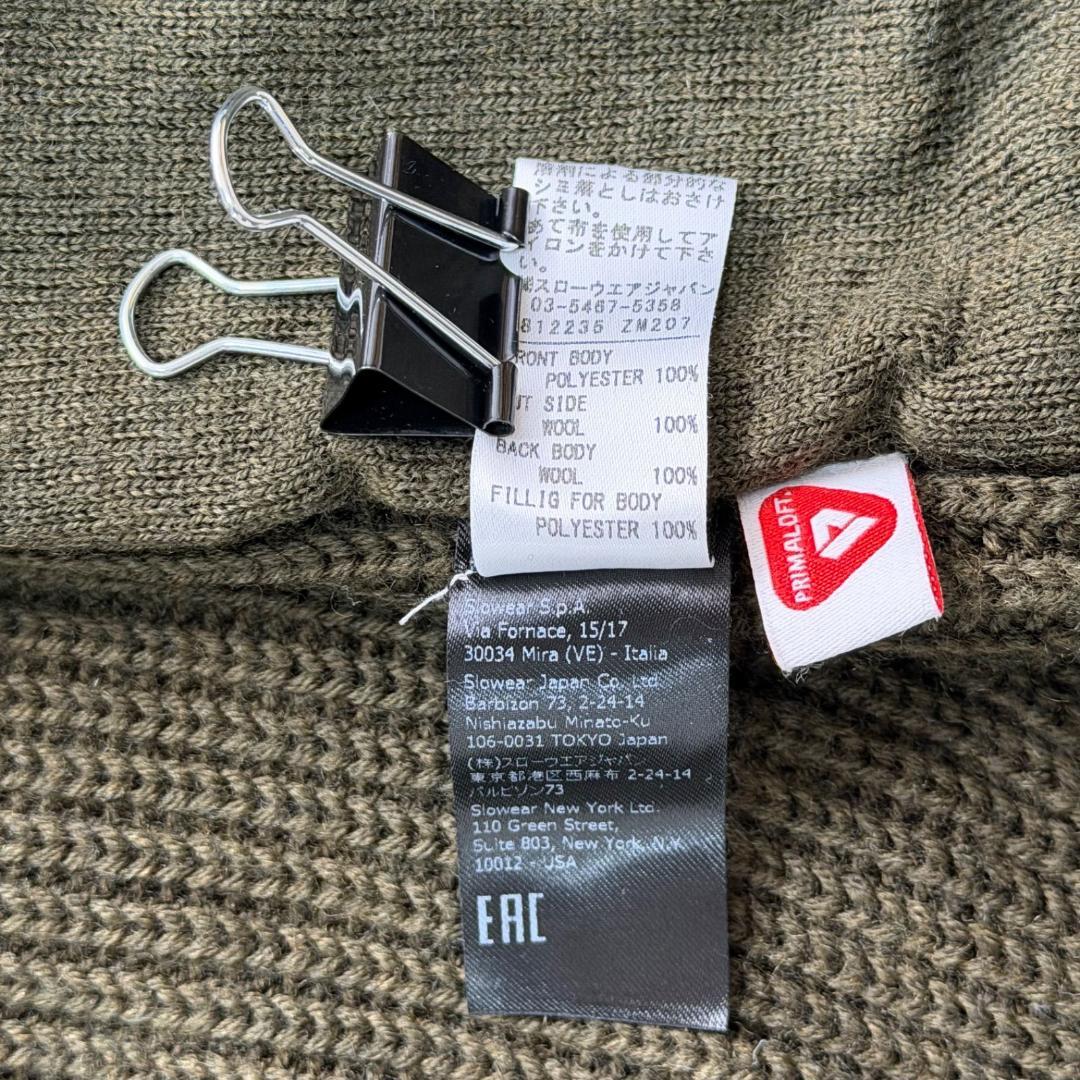 16979✨ザノーネ ニット切替ダウンベスト カーキ 46 M プリマロフト