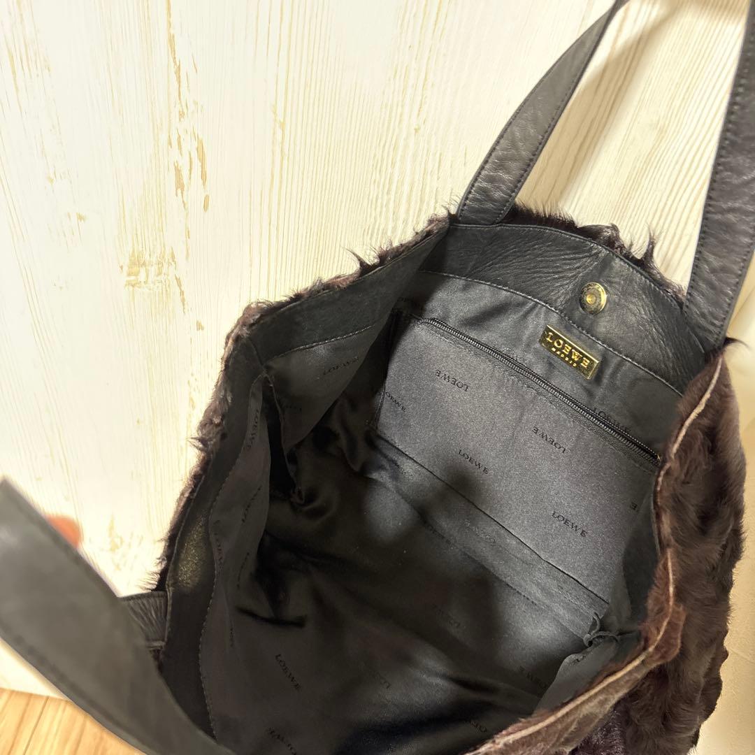 LOEWE ✨️ロエベ　リアルファー トートバッグ　ブラック