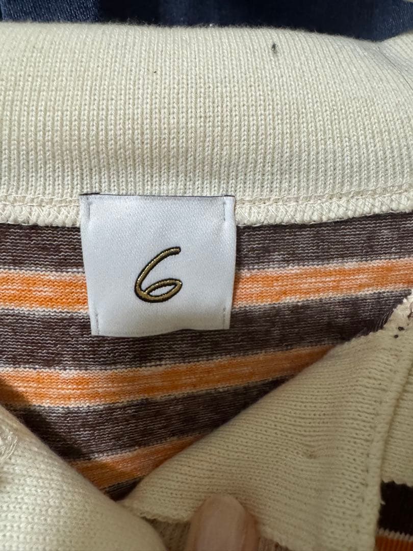 ＜6(ROKU)＞コットンボーダーラガー　ポロシャツ