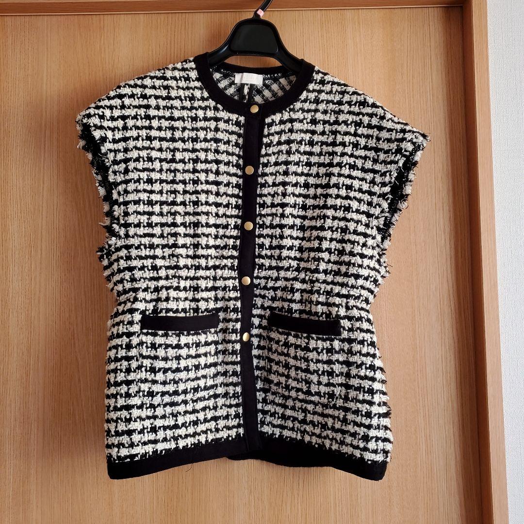 BALLSEY ニットコンビツイード フレンチスリーブジレ