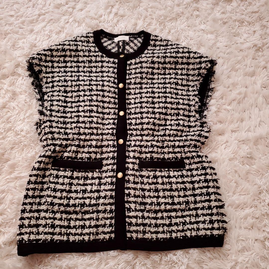 BALLSEY ニットコンビツイード フレンチスリーブジレ