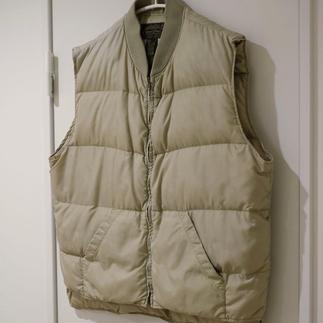80s エディーバウアー　グースダウンベスト　ナイロン　ベージュ　XL