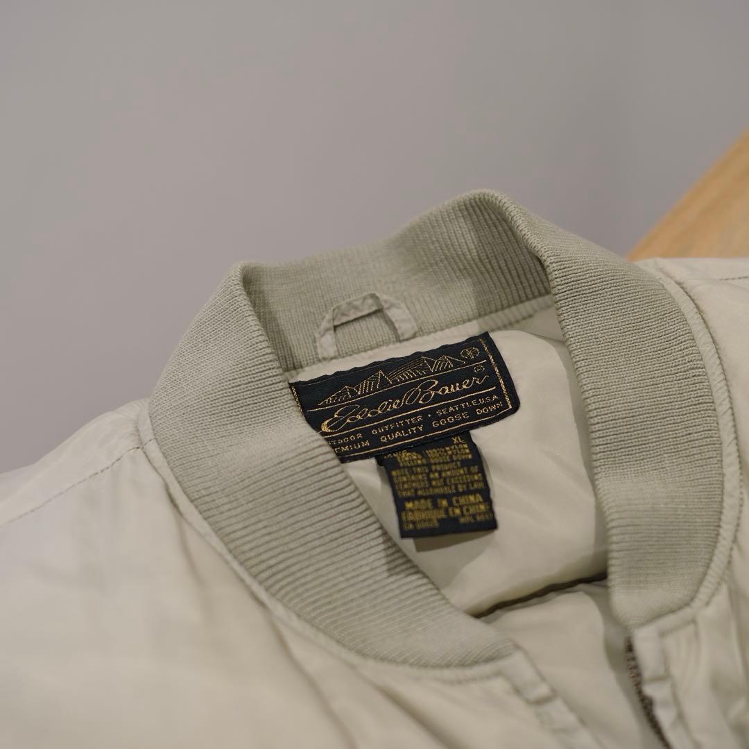 80s エディーバウアー　グースダウンベスト　ナイロン　ベージュ　XL