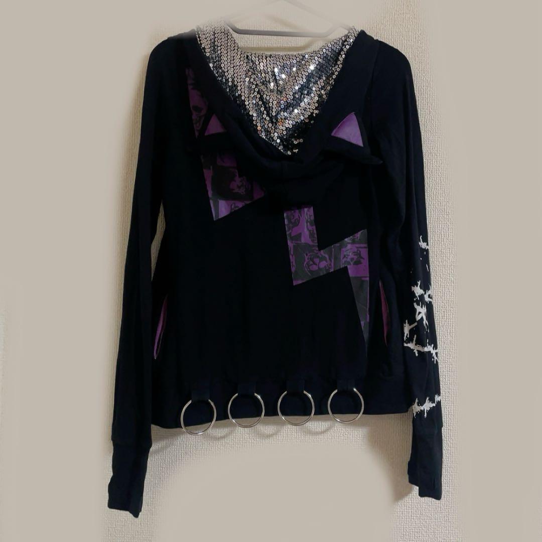 tutuha 猫耳 スパンコール スカルパーカー 平成 レア ねこ