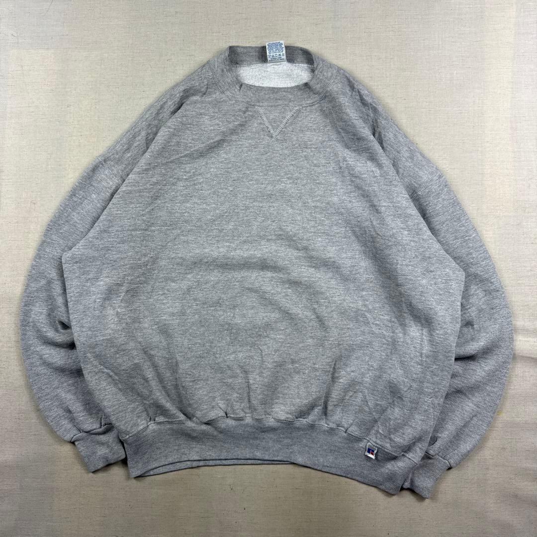 90s USA製 RUSSELL ラッセル スウェット 前V グレー XL