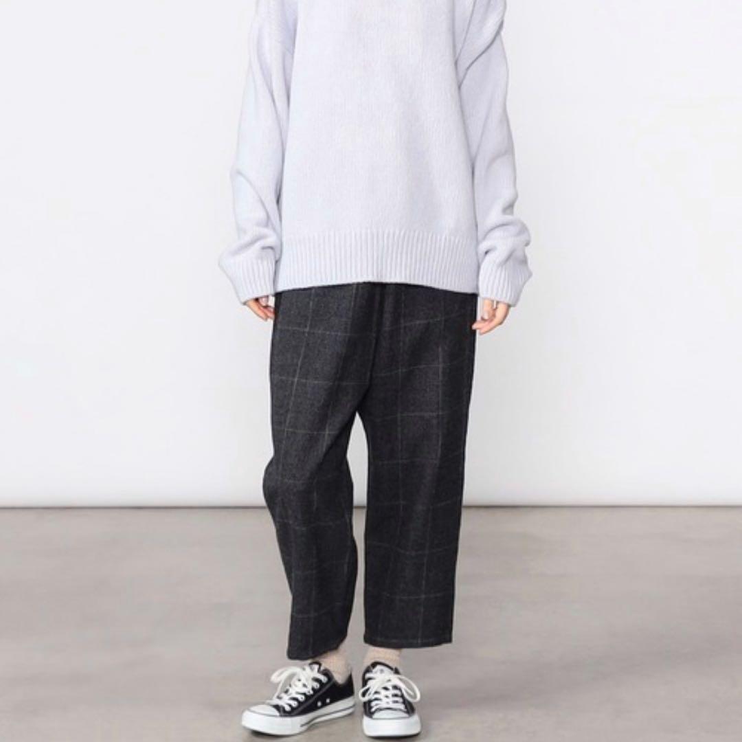 ダントン ウール イージーパンツ グレンチェック 日本製