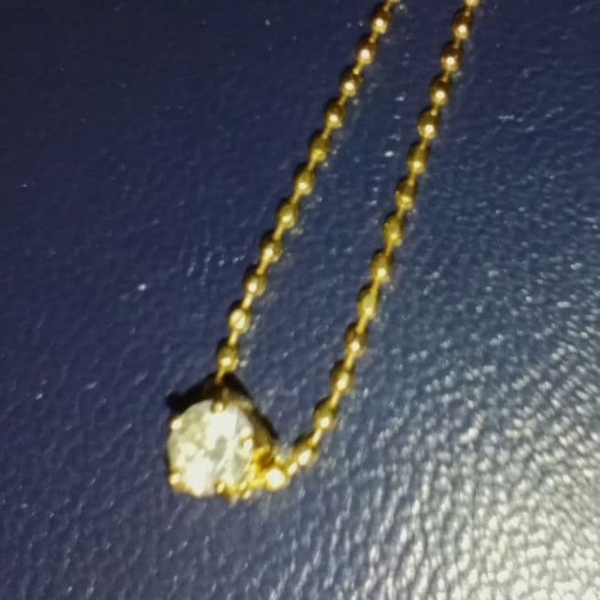 k18一粒ダイヤ0.09ctネックレス ボールチェーン