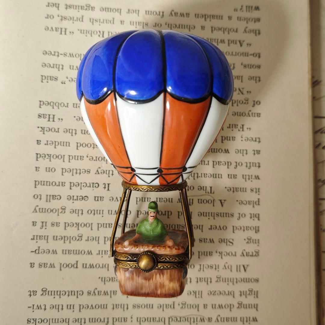リモージュボックス　熱気球　フランス製小物入れ　陶器　ミニチュア