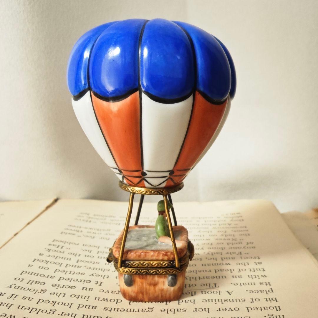 リモージュボックス　熱気球　フランス製小物入れ　陶器　ミニチュア