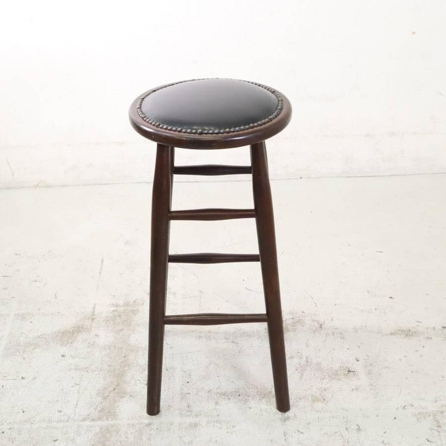 6脚まとめ買い6 ルーマニア製 ハイスツール ビーチ材 ブラック PVCレザー