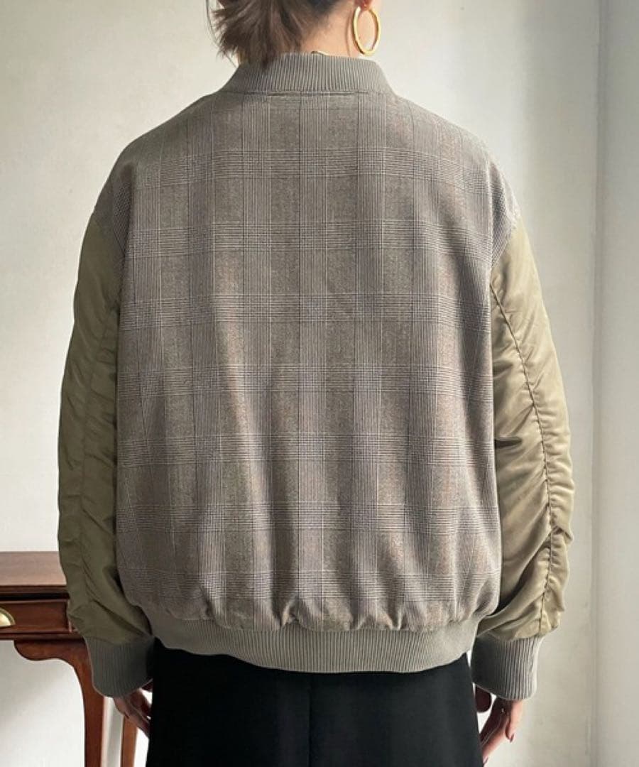 シャルロッテ⭐︎DOUDOU 異素材切替チェック柄ブルゾン 定価1.7万円