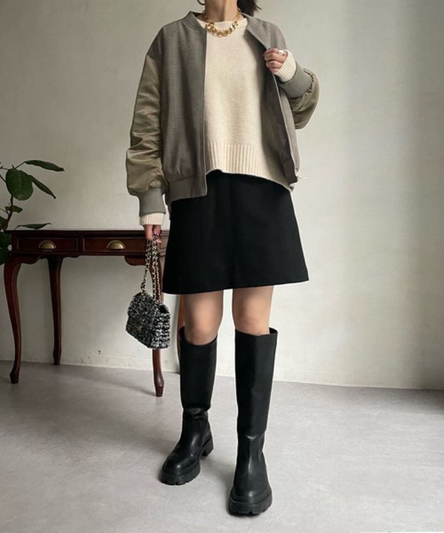 シャルロッテ⭐︎DOUDOU 異素材切替チェック柄ブルゾン 定価1.7万円