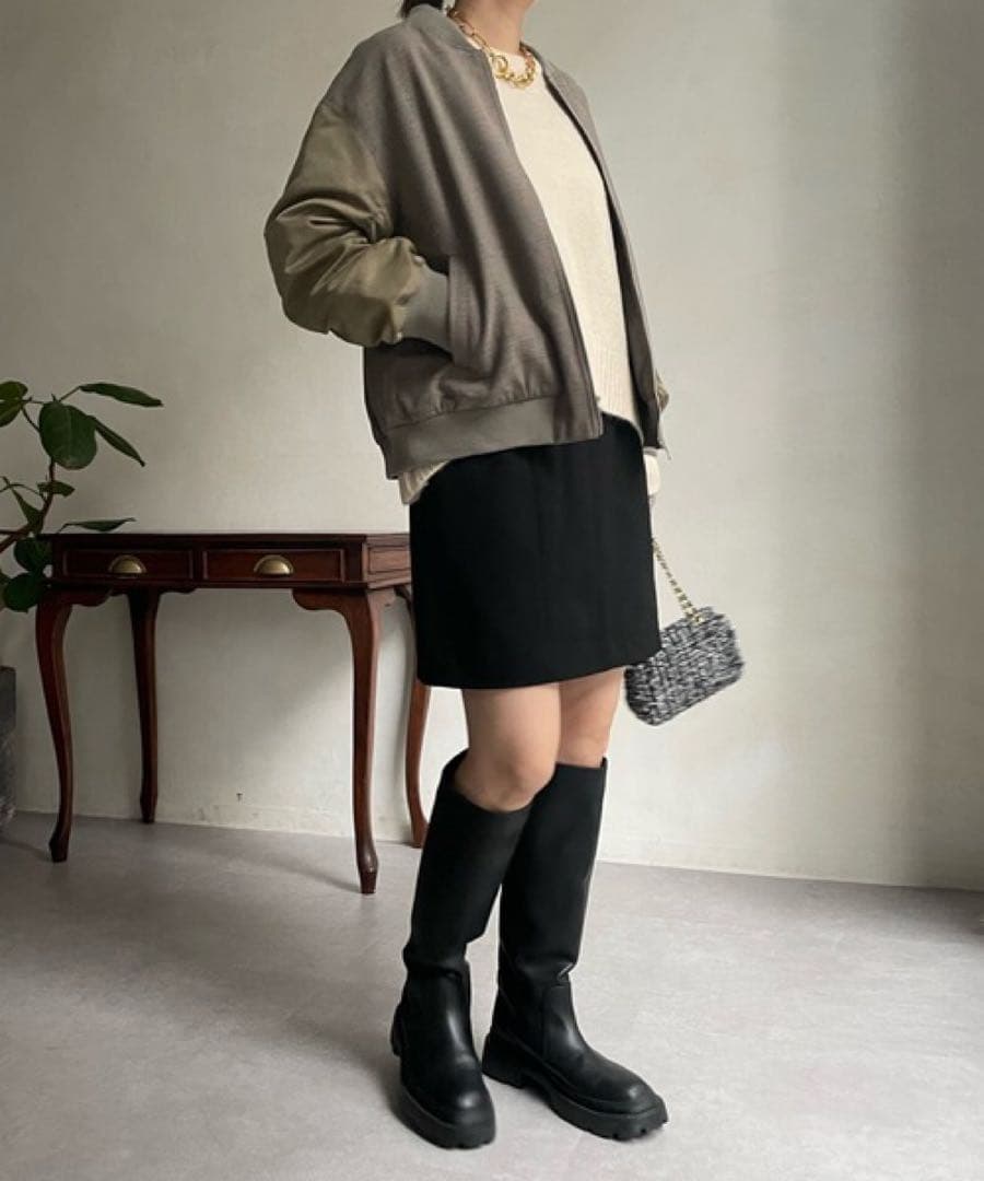 シャルロッテ⭐︎DOUDOU 異素材切替チェック柄ブルゾン 定価1.7万円