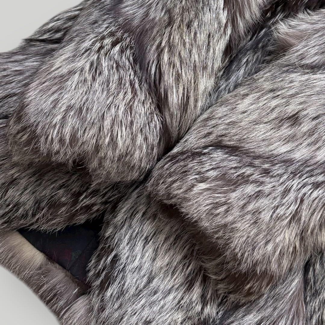 肉厚◎SAGA 希少デザイン シルバーフォックス ファーコート 毛皮 毛並み◎