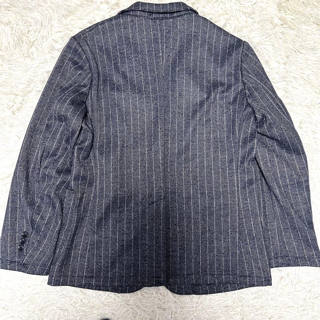 未使用タグ付【金のパジャマスーツ】プレミアムウールセットアップ 紺ストライプBM