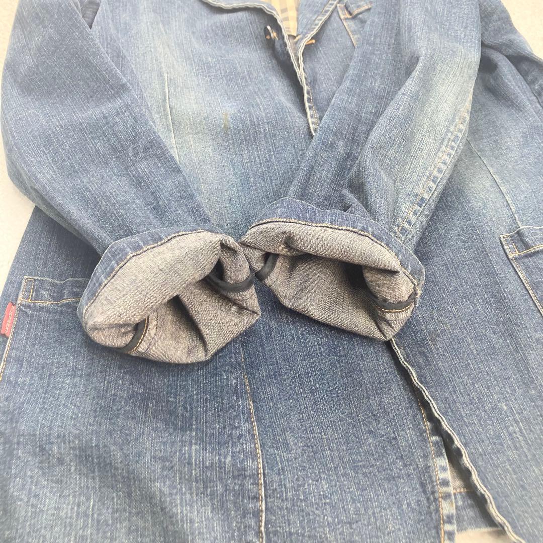 バーバリーブラックレーベル デニム アンコンジャケット ノバチェック