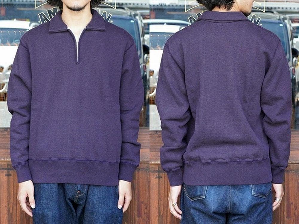 24AW トロフィークロージング 先染め ナス紺 ハーフジップ スウェットシャツ