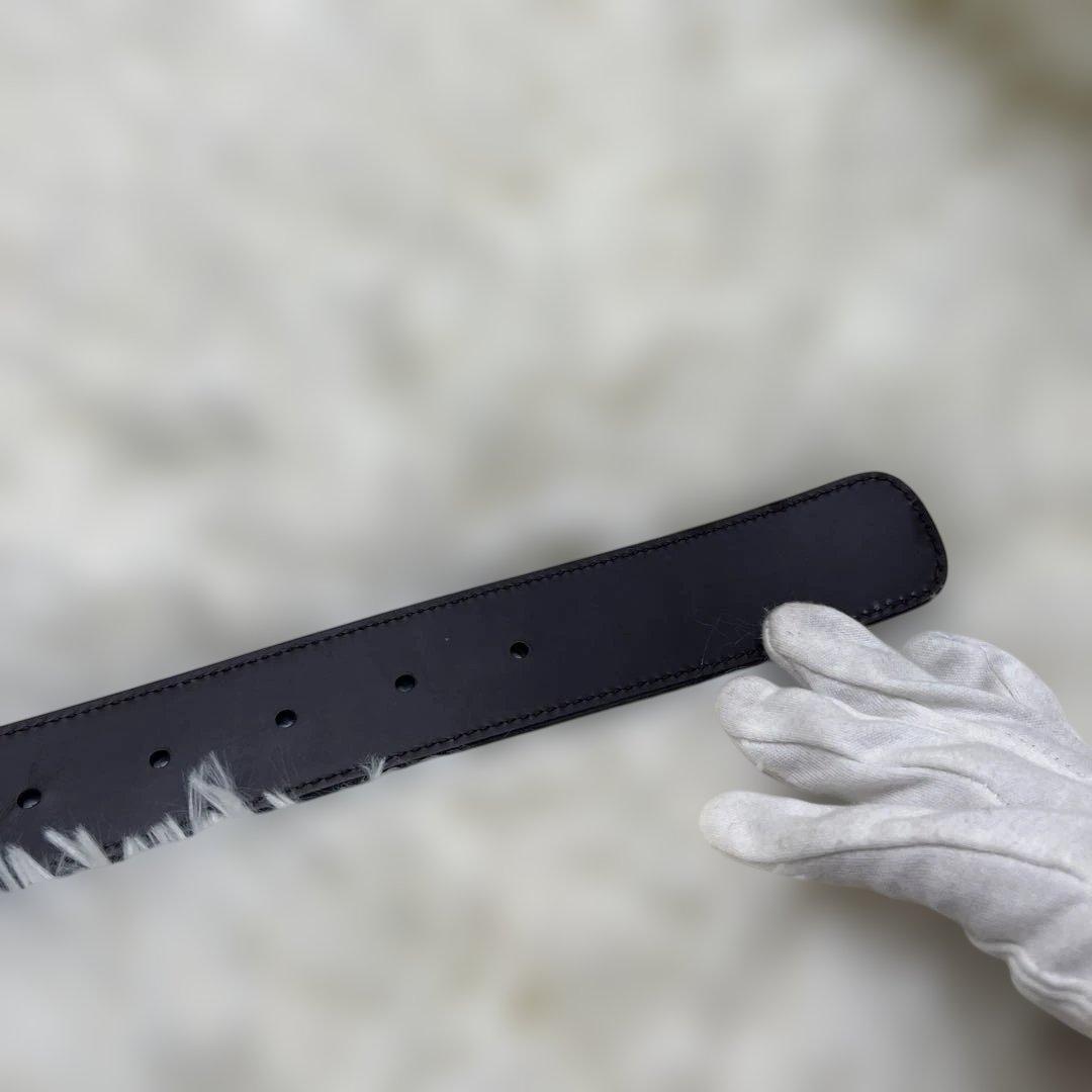 【未使用級】フェラガモ ベルト ダブルガンチーニ レザー　ブラック　メタリック