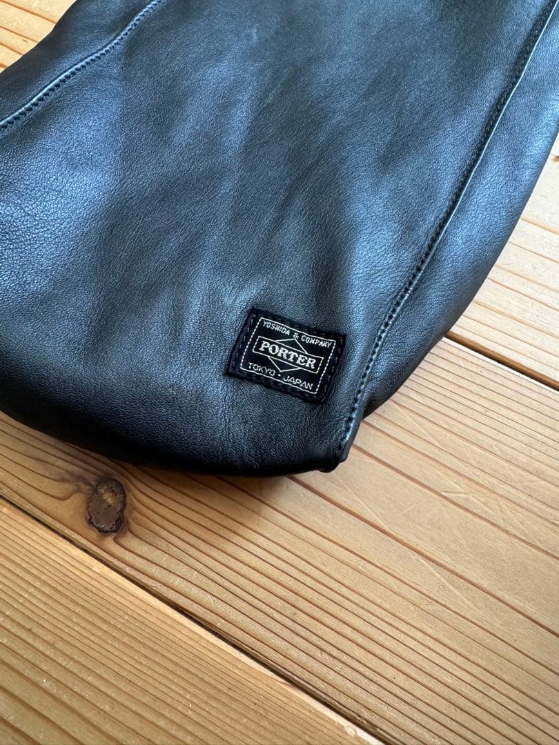 限定商品 PORTER SAC POUCH(L) ポーチ ラムレザー 黒