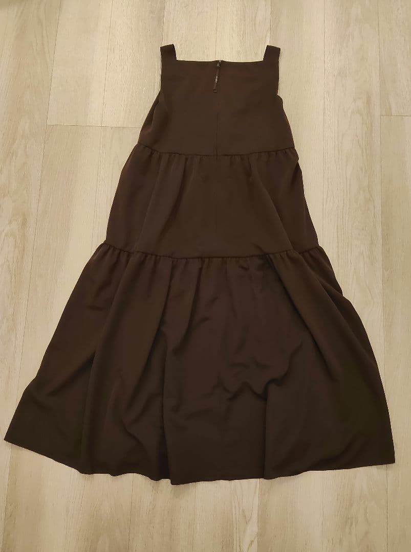 FOXEY NEW YORK ノースリーブ ティアード　ワンピース ブラウン