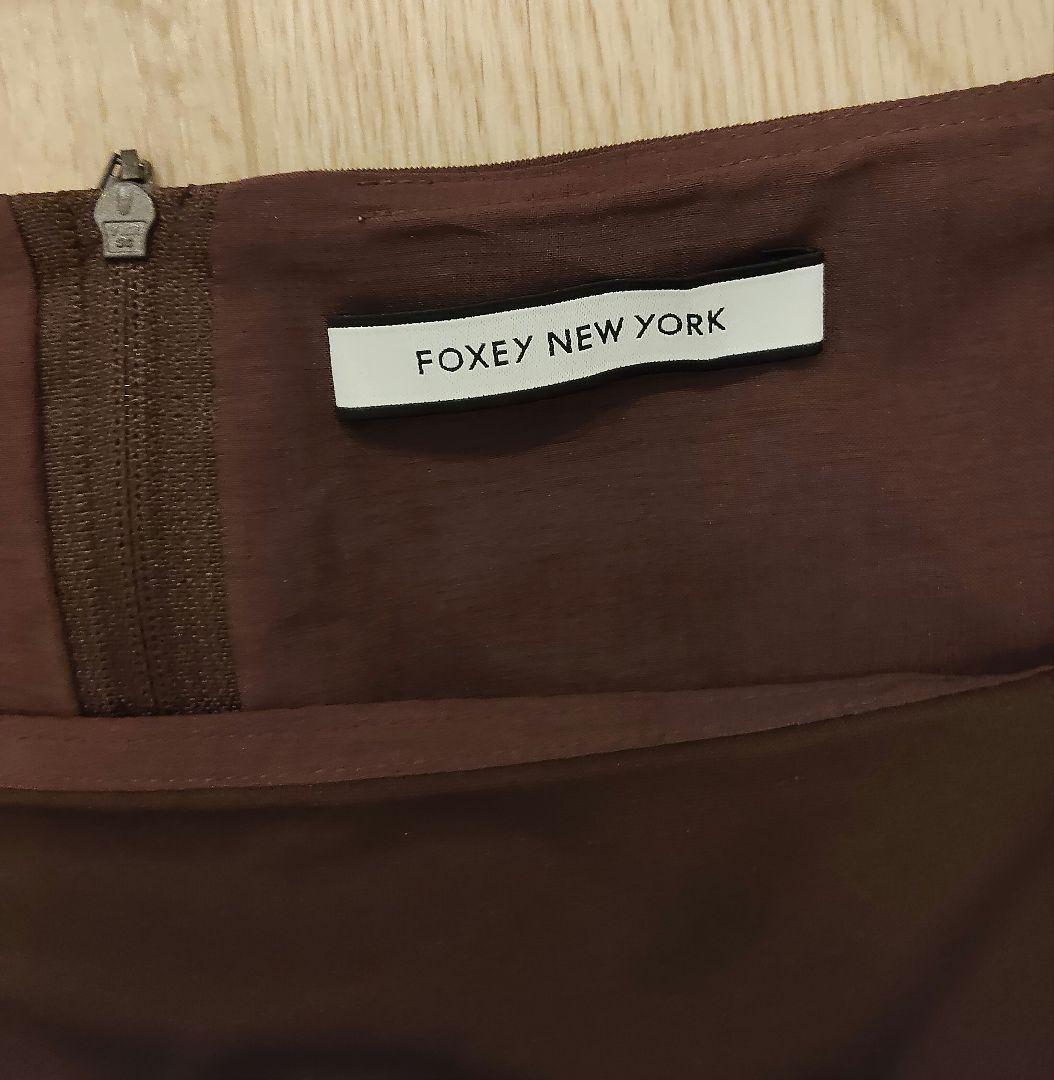 FOXEY NEW YORK ノースリーブ ティアード　ワンピース ブラウン