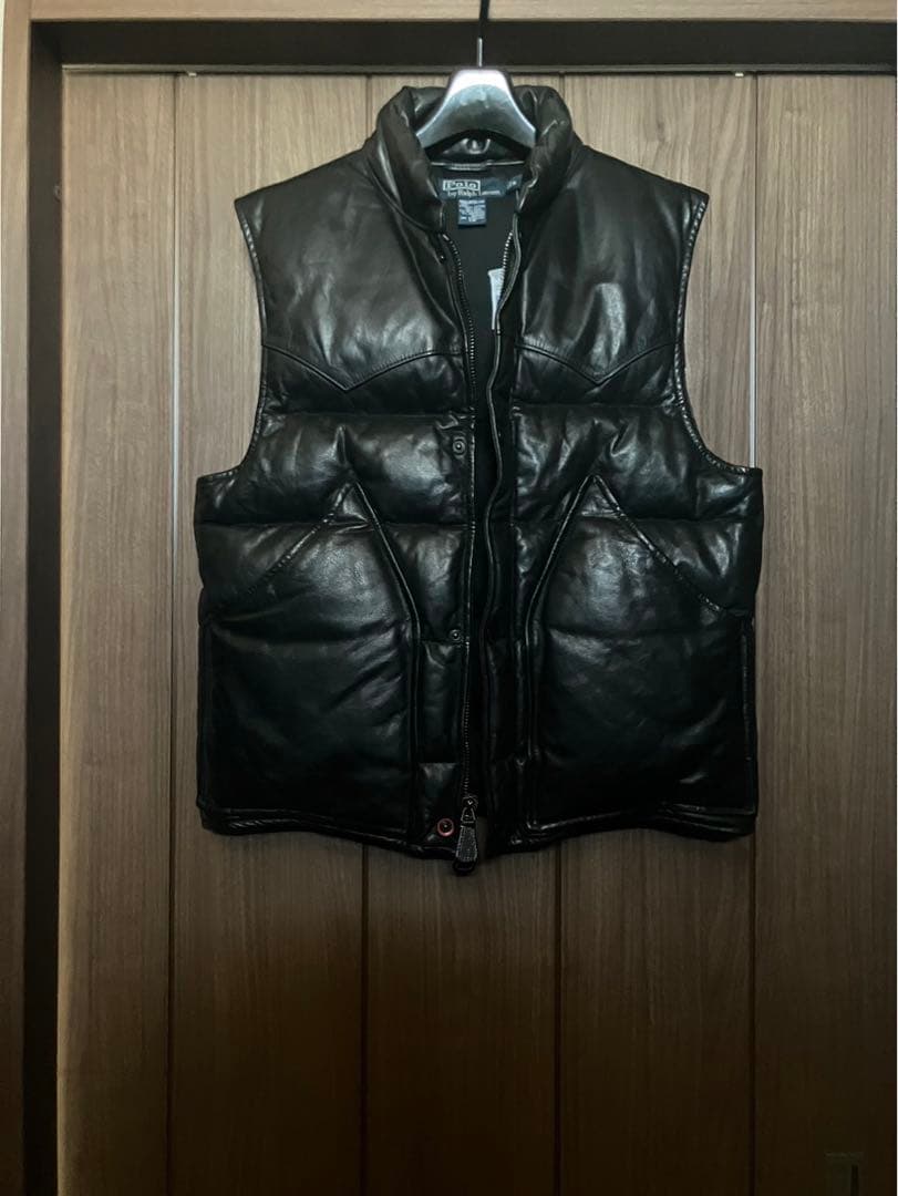 スペシャル！！90sラルフローレン レザーダウンベスト Ralph Lauren