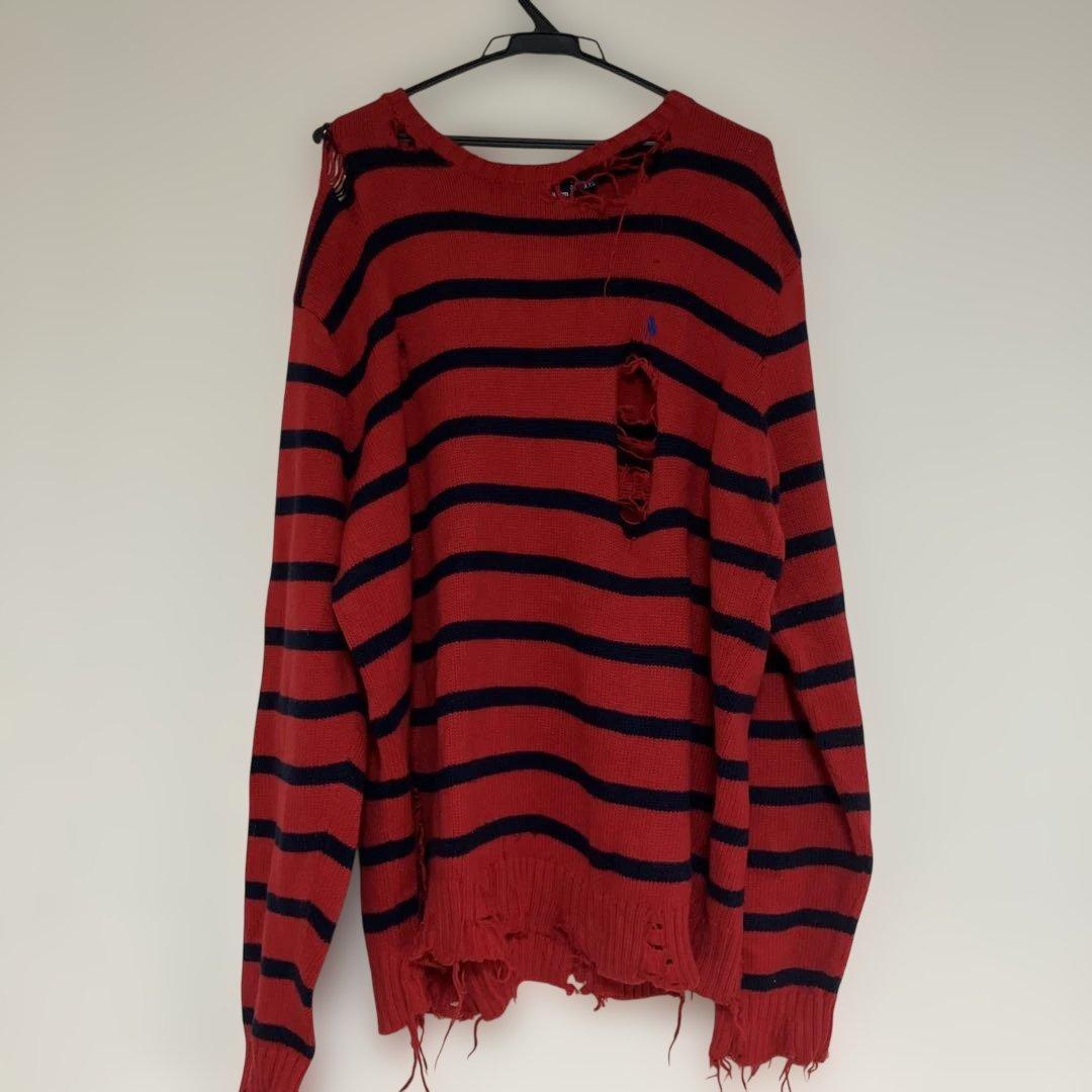 ポロ　ラルフローレン　ボーダー　ダメージ加工