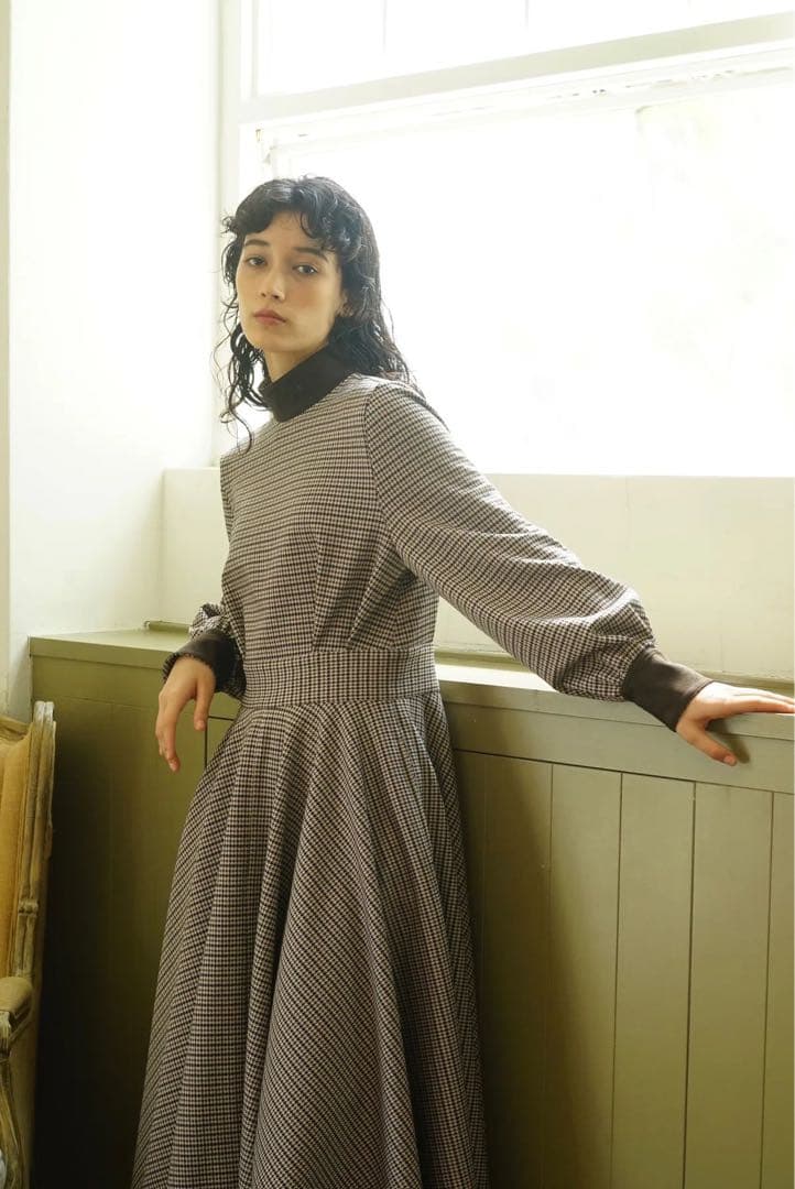 【本日1/25終了】foufou chidori 千鳥チェックロングワンピース1