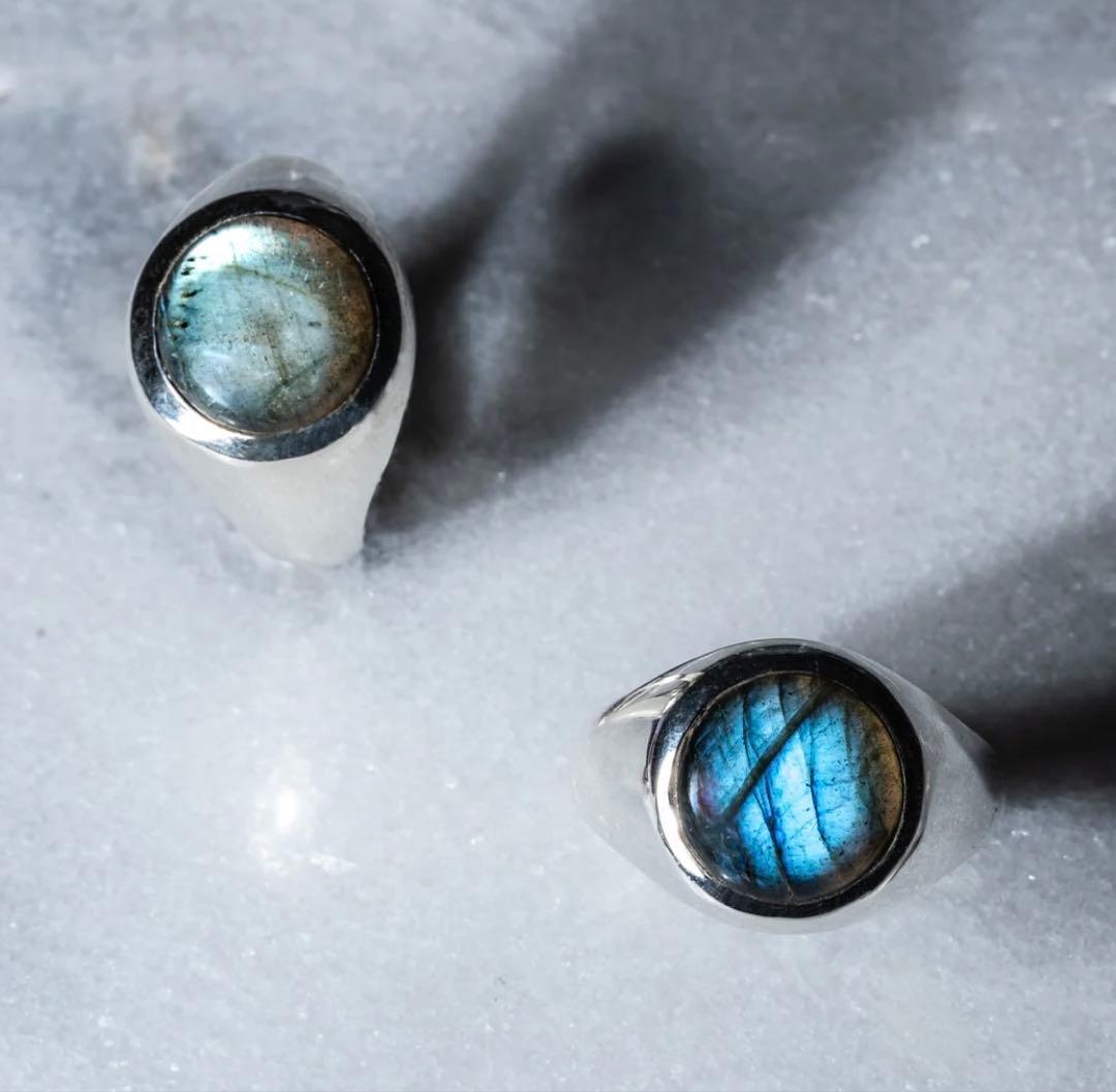 試着のみ★HASH. 16号　ラブラドライト　ラウンドリング　シルバー